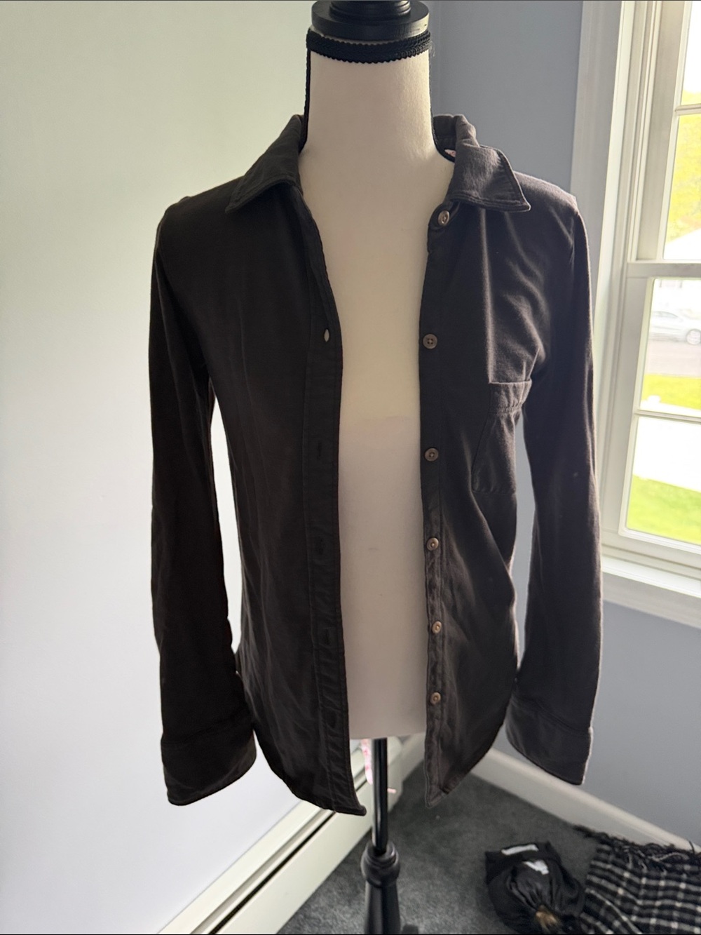 Faherty Charcoal Gray Button-Front Shirt
